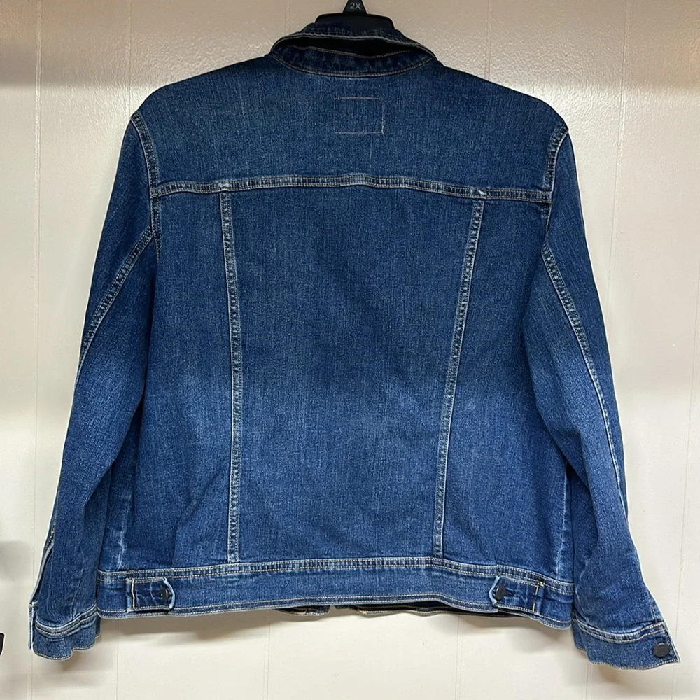 Old Navy Denim Button Up Long Sleeve Jacket Womens Size Medium 2X stretchy - Picture 5 of 9